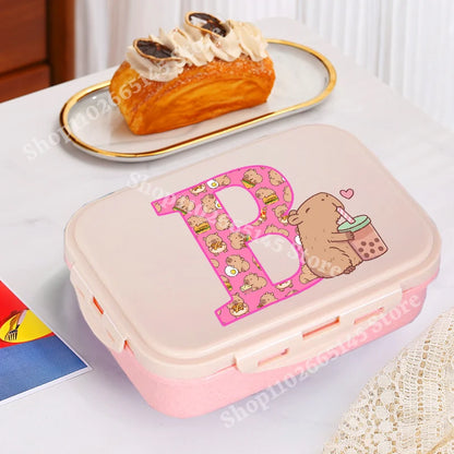 Capybara Cute Lunch Box Girls Capibara Letter A-Z Bento Box