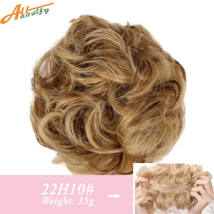 Natural Curly Messy Bun Hair Wigs