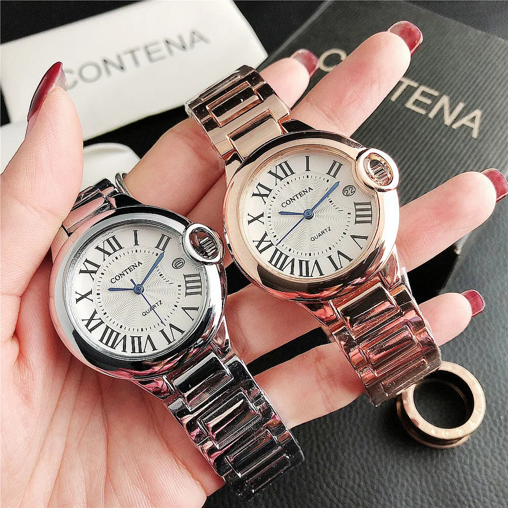 Luxury Quartz Elegant Calendar Display Ladies Stainless Steel Watches