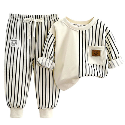 Spring Round Neck Long Sleeve Sweater Hoodie Set