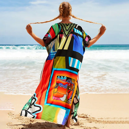 Swimsuit Kaftans Beach Cover Ups Colorful Outfits Dress