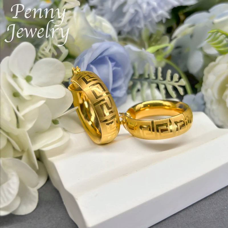 18K Gold Plated Hoop Copper Vintage Circle Earring
