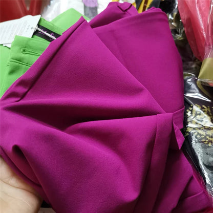 Pantalones rectos de algodón elástico de cintura ajustada