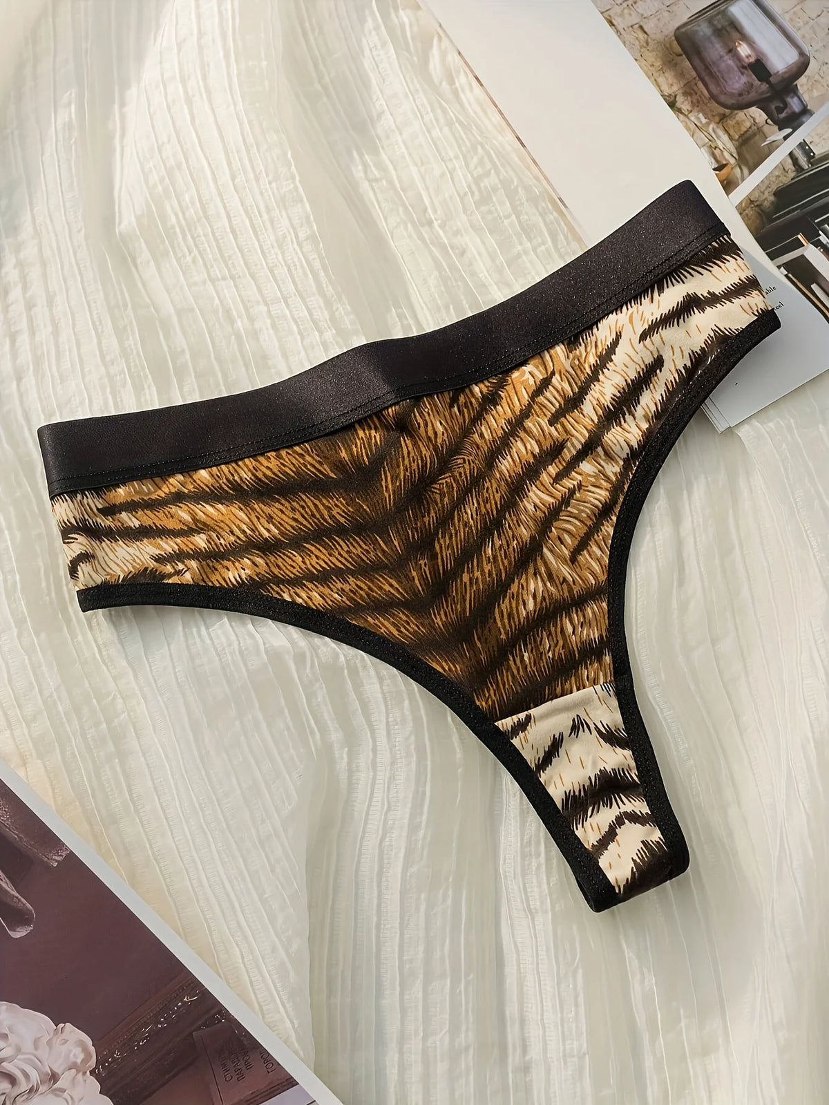 6-piece leopard print zebra print tiger print cotton inner lining G-String