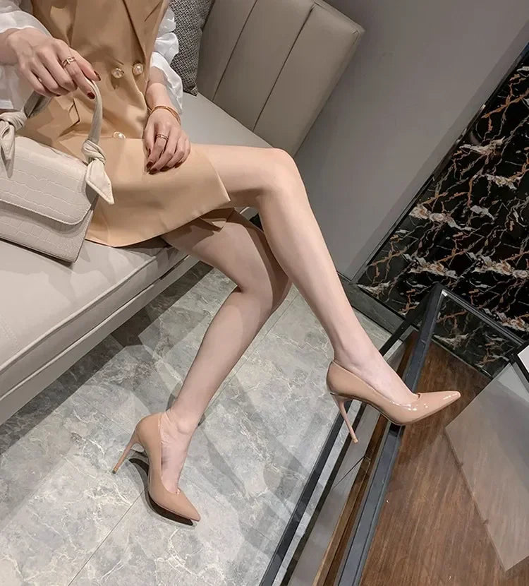 Black Red Sole High Heels Sexy Leather Shoes