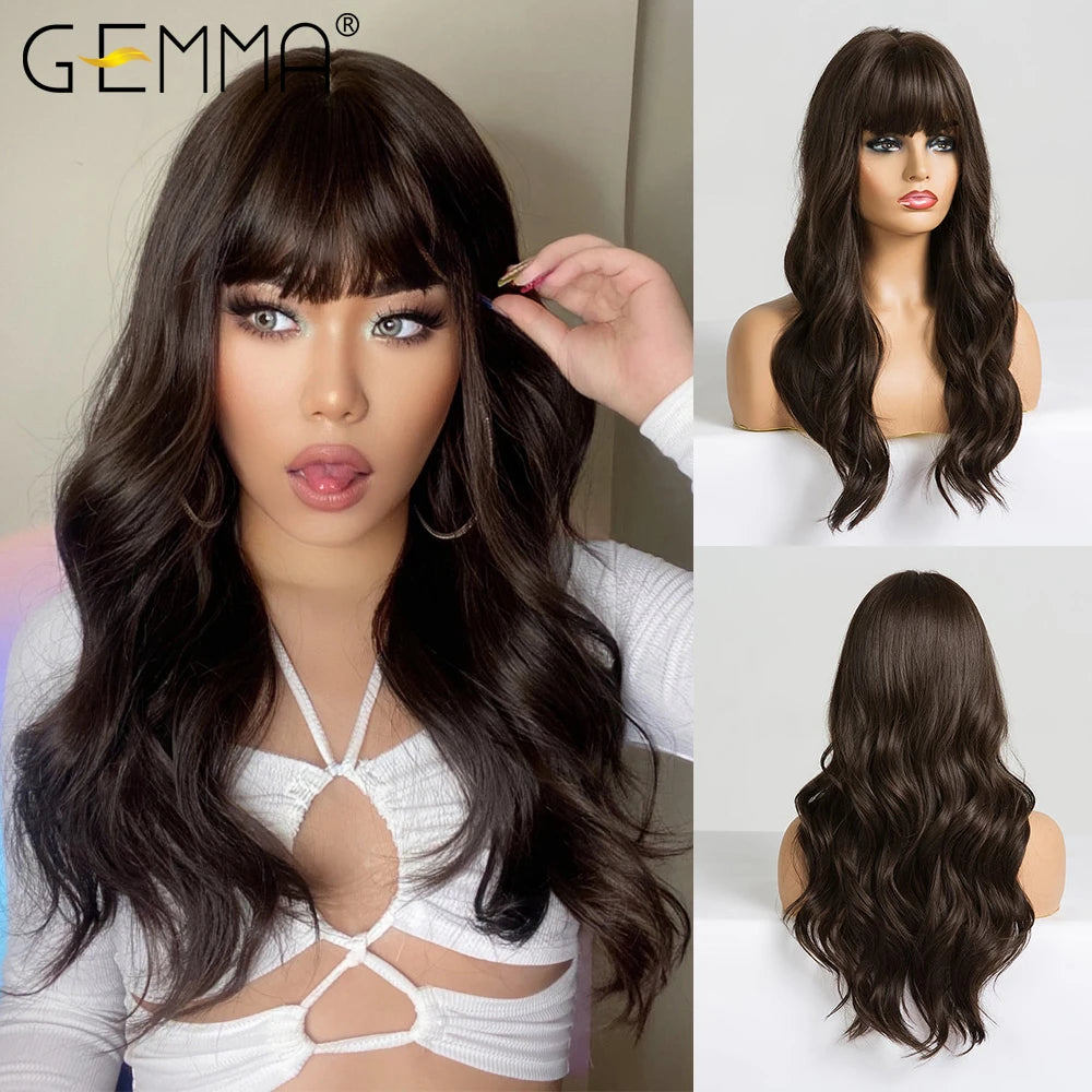 Brown Blonde Long Straight Synthetic Wigs