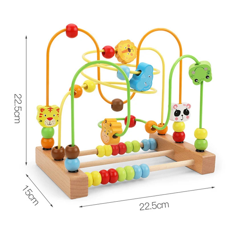 Montessori Wooden Roller Coaster Bead Maze Abacus Math Toys