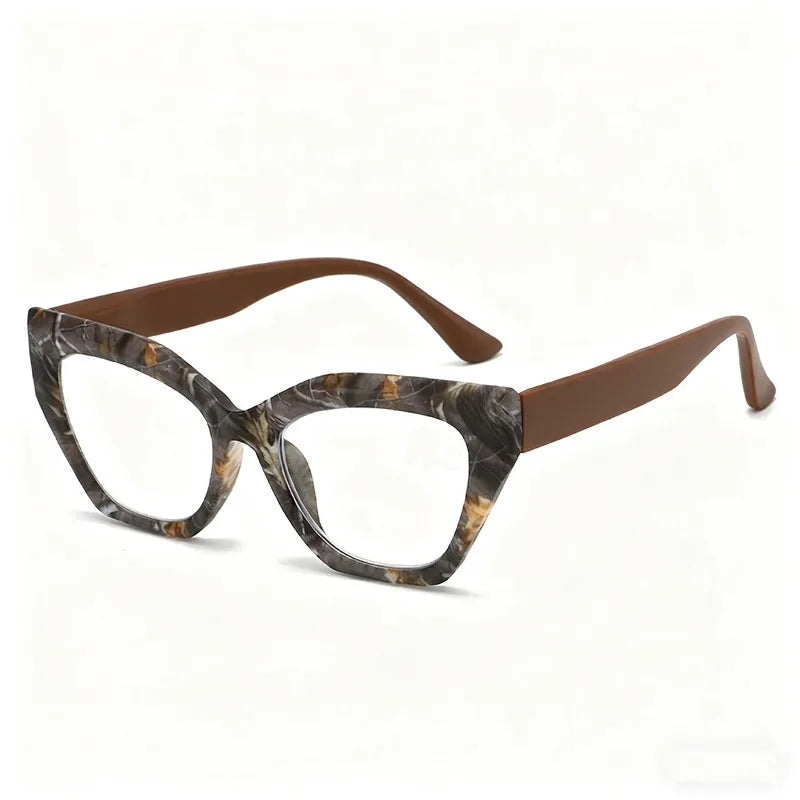 Oversized Flora Printed Large Frame Hyperopia Unisex  Cat Eye Eyeglasses