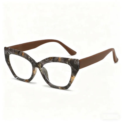 Oversized Flora Printed Large Frame Hyperopia Unisex  Cat Eye Eyeglasses