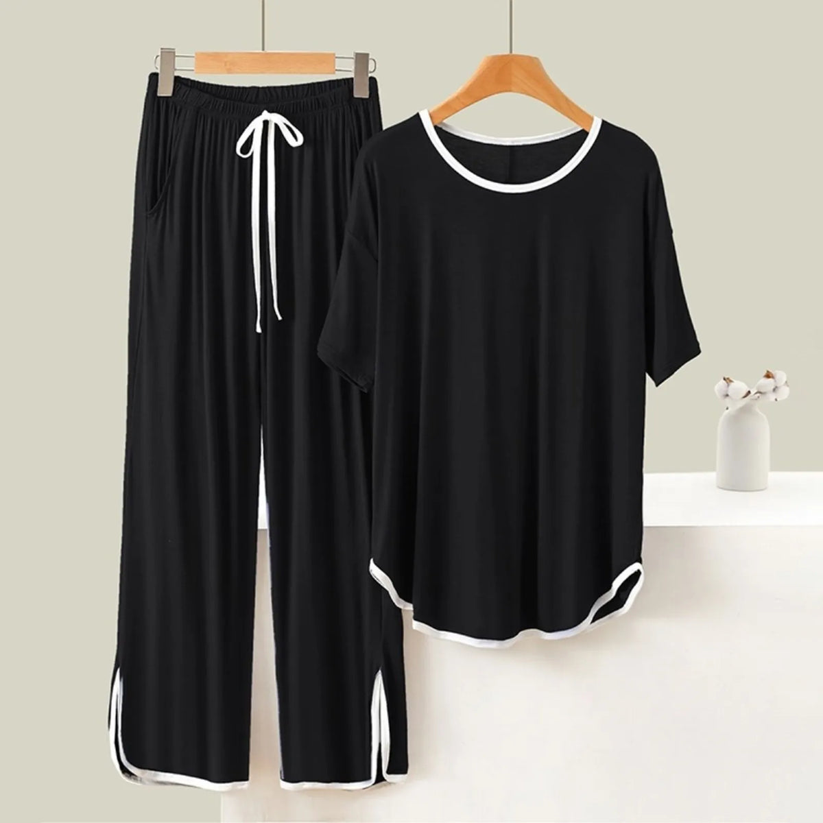 Sleep Lounge Short-Sleeve Cartoon Polyester Sleepwear Pajama Sets