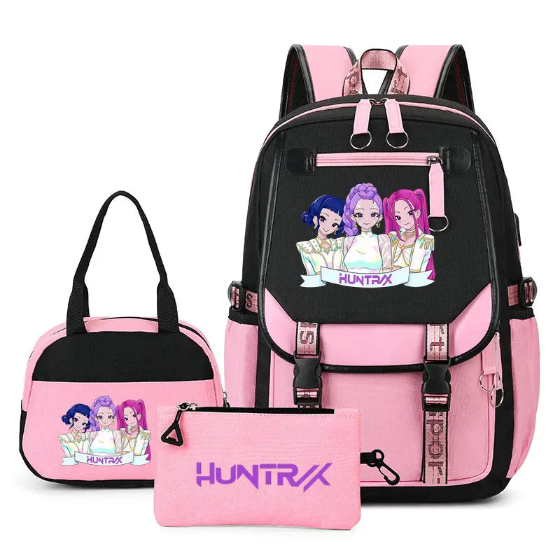 Mochilas Set KPop Demon Hunters Capacity Student School Bag