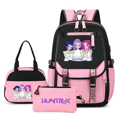 Mochilas Set KPop Demon Hunters Capacity Student School Bag
