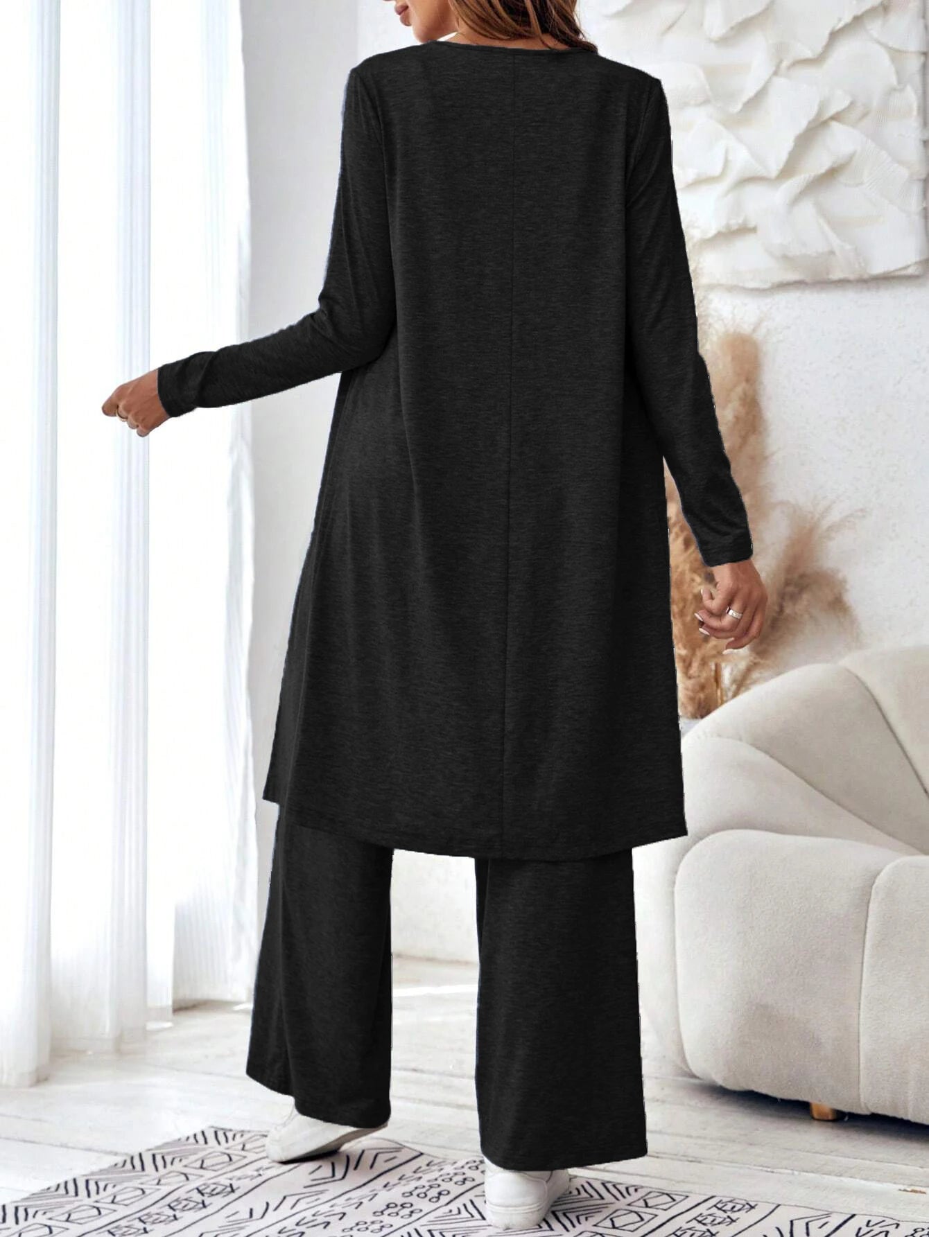 Casual loose three piece vest pants cardigan three piece set