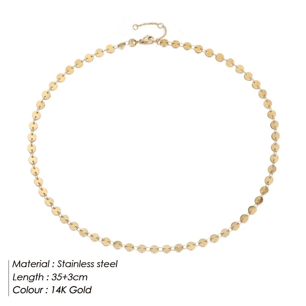 Stainless Steel Gold Color Basic Punk Link Chain Necklace