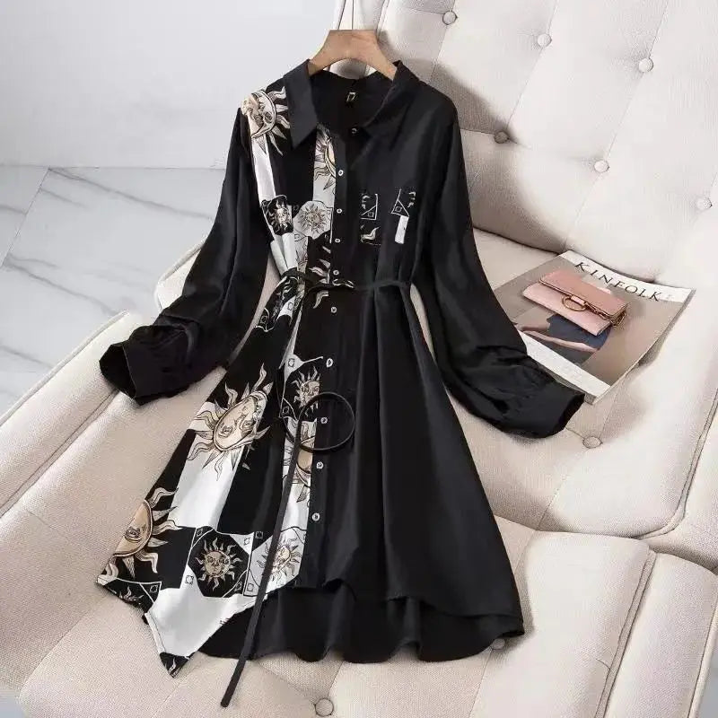 Polo Neck Single-Breasted Knee Length Dress
