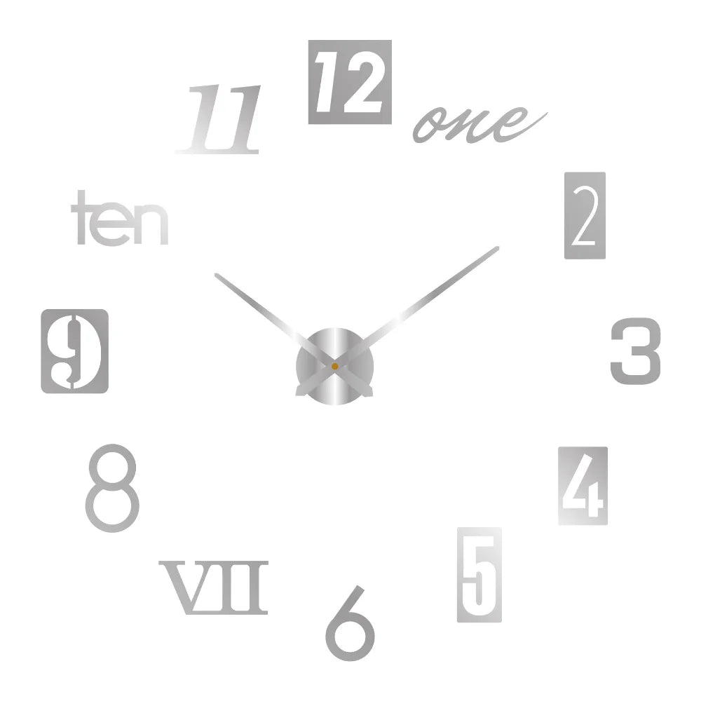 Large Wall 3D DIY Quartz Acrylic Mirror Stickers Clocks