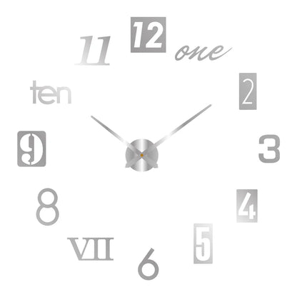 Large Wall 3D DIY Quartz Acrylic Mirror Stickers Clocks
