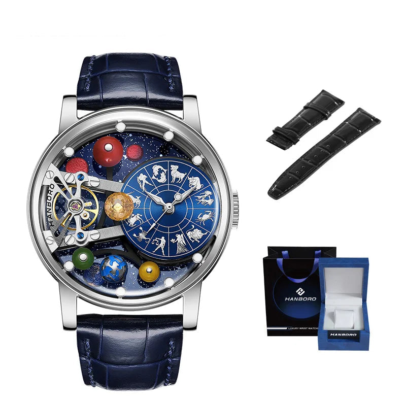 Starry Sky Skeleton Automatic Mechanical Luxury Constellation Waterproof Watch