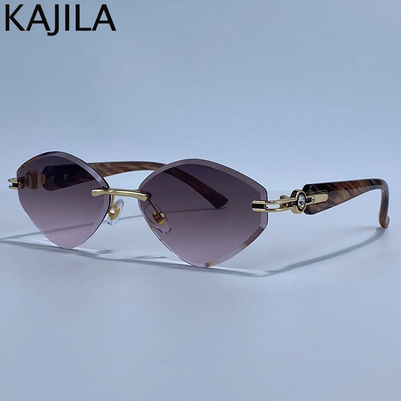 Small Frame Hexagon Rimless Sunglasses
