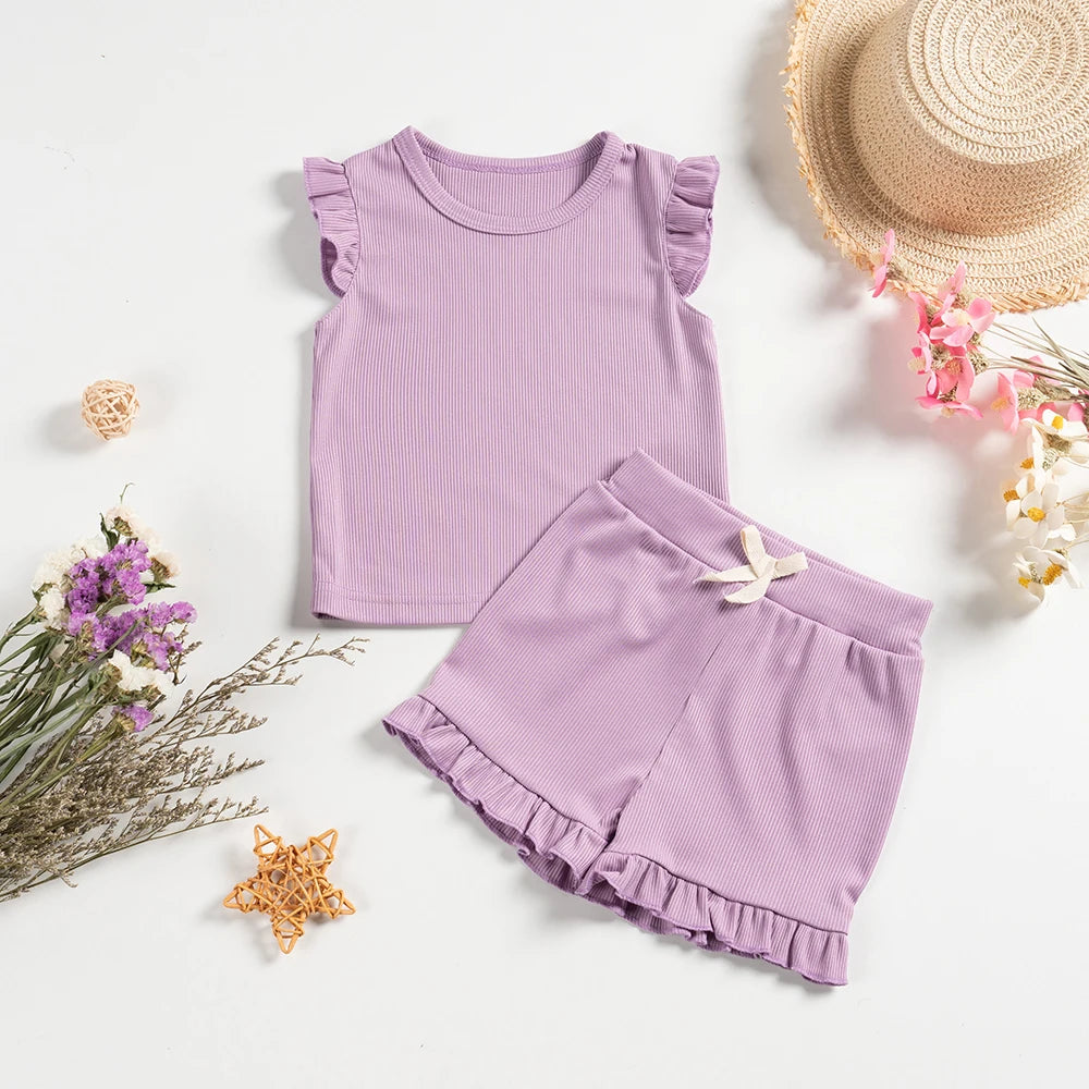 Preschool Girls Casual Short Sleeve Set