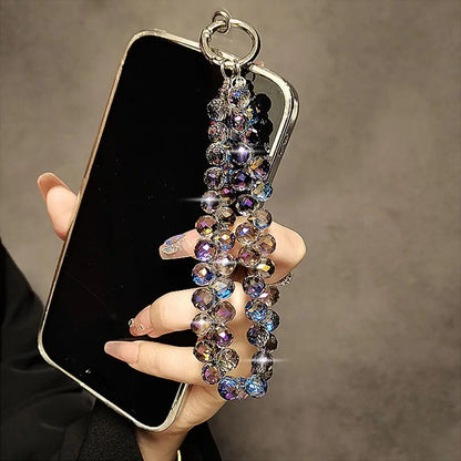 Colorful Mobile Phone Lanyard Chain Stylish Glitter Crystal Bead Pendant Keychain