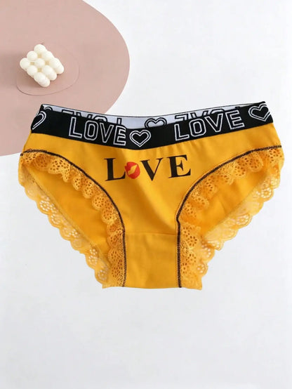 7pcs underwear with multi-color LOVE printed underwear soft cotton underwear