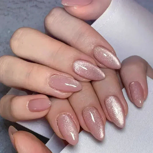 24pcs/Box Long Coffin False Nails Art Rose with Glue Wearable Jelly Nails