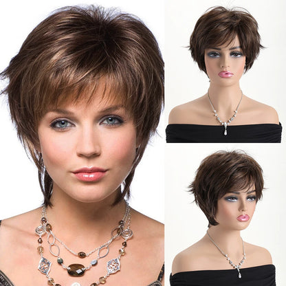 Brown Short curly hair Wig
