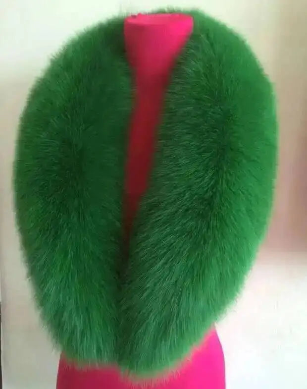 Bufanda con cuello de piel auténtica de mapache y zorro de color natural