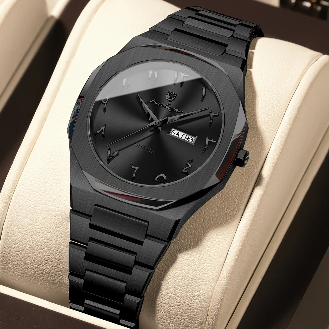 Elegant Quartz Stainless Steel Luxury Wristwatch