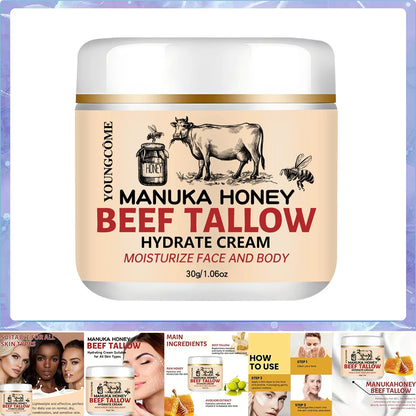 Beef Tallow Honey Balm Moisturizing Hydrating Face Cream