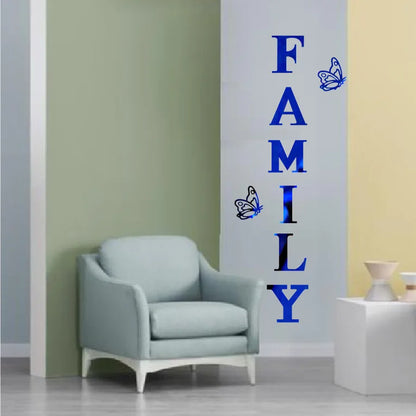 Two butterflies English Letters Family 3D Mirror Wall Stickers