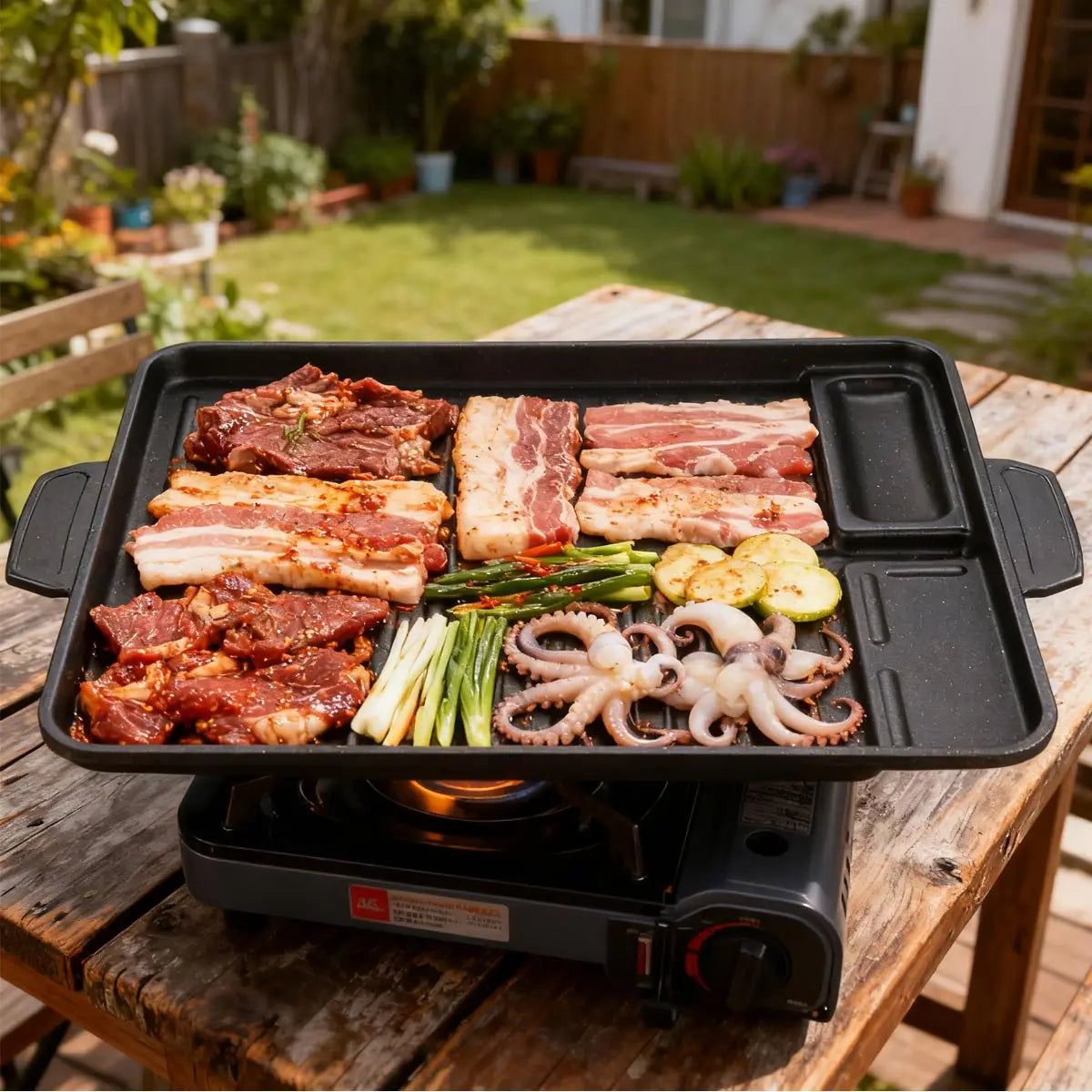 Korean Grill Meat Plate Aluminum Titanium Coating Barbecue Pan