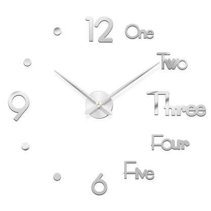 Large Wall Clock 3D DIY Quartz Acrylic Mirror Stickers Clocks
