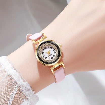 Small Arabic Casual Leather Strap Watch