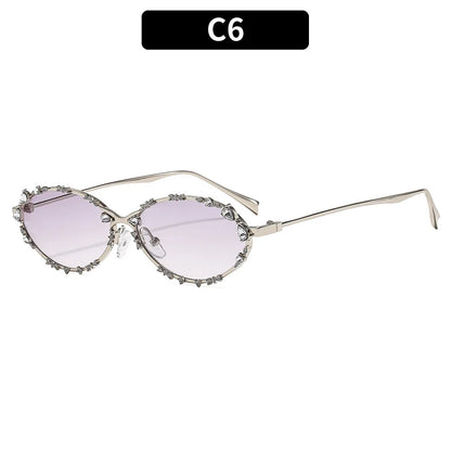 Diamond Luxury oval Rhinestone Sun Glasses