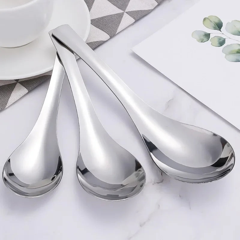 6/1Pcs Stainless Steel Spoon Thicken Soup Spoons