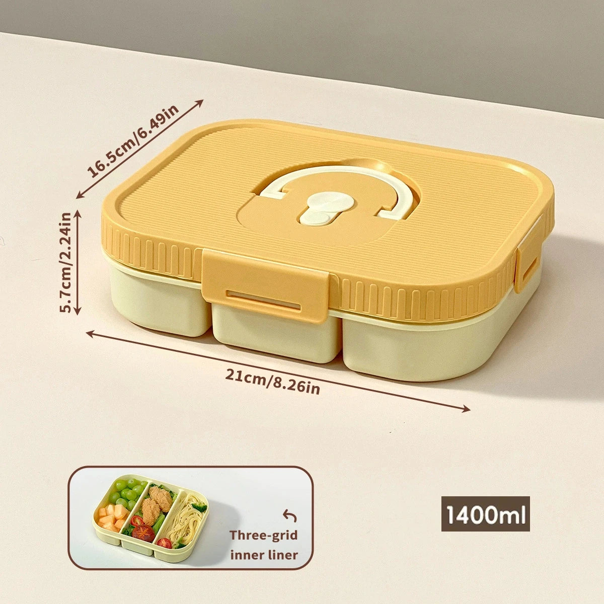 Microwave Plastic Divided Lunch Box With Handle Camping