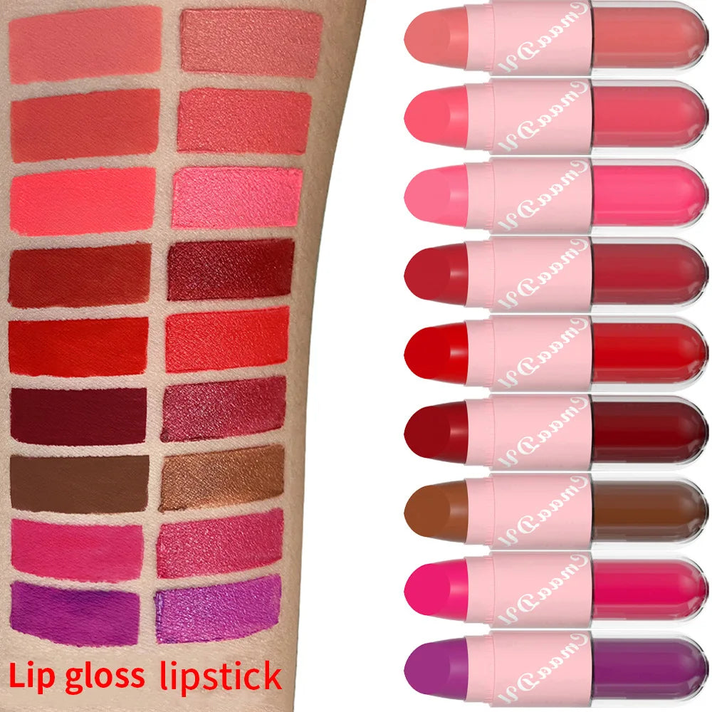 18 Colors 2 in 1 Matte Liquid Purple Lip Glaze Lipsticks