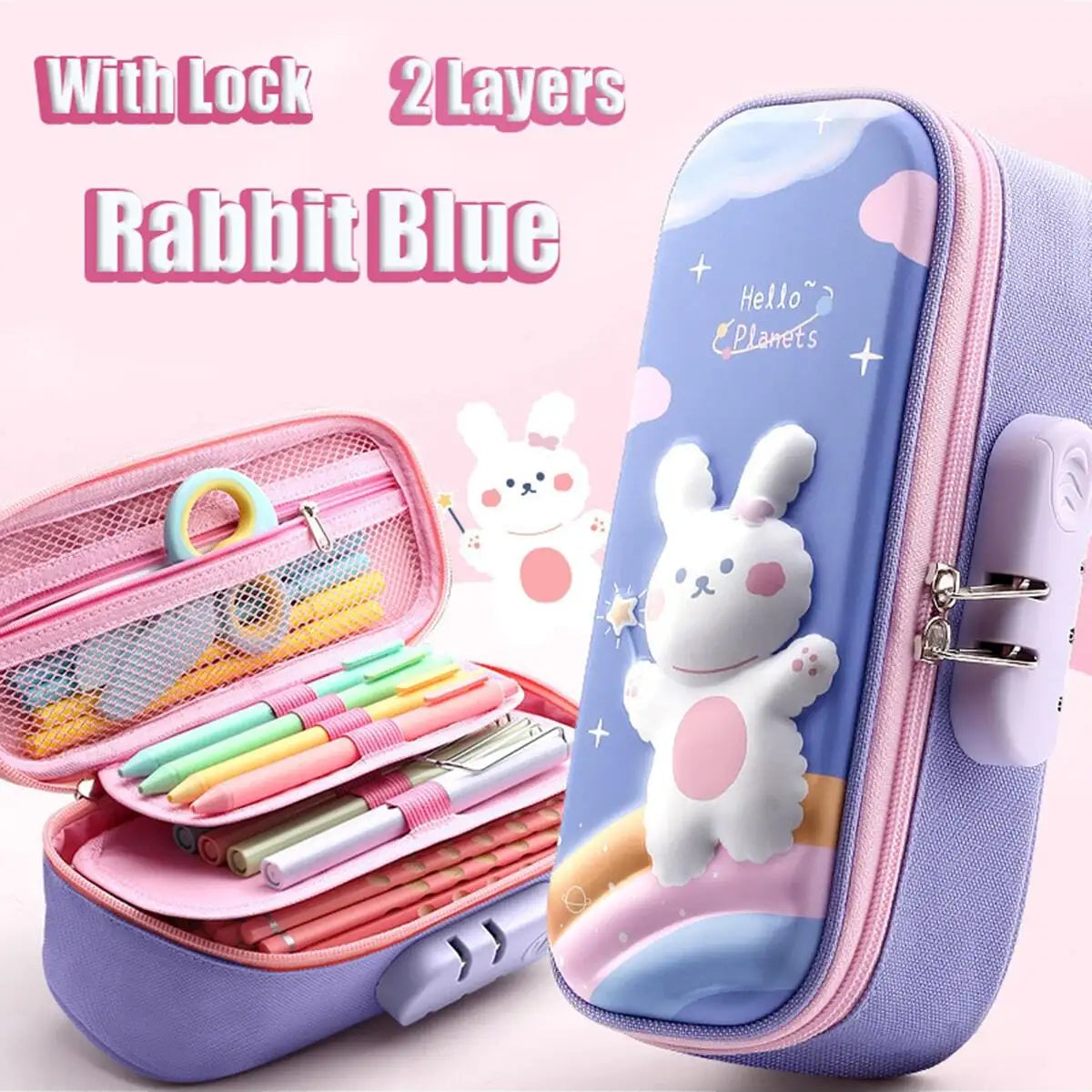 3D Large Capacity Unicorn Pencil Case Kawaii Cute Pen Box Bag