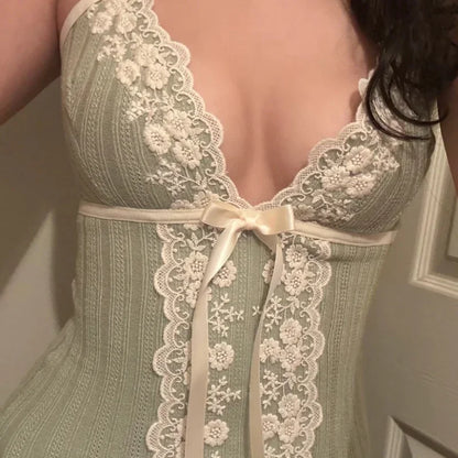 Lace Floral V Neck Spaghetti Strap Sleeveless Vest