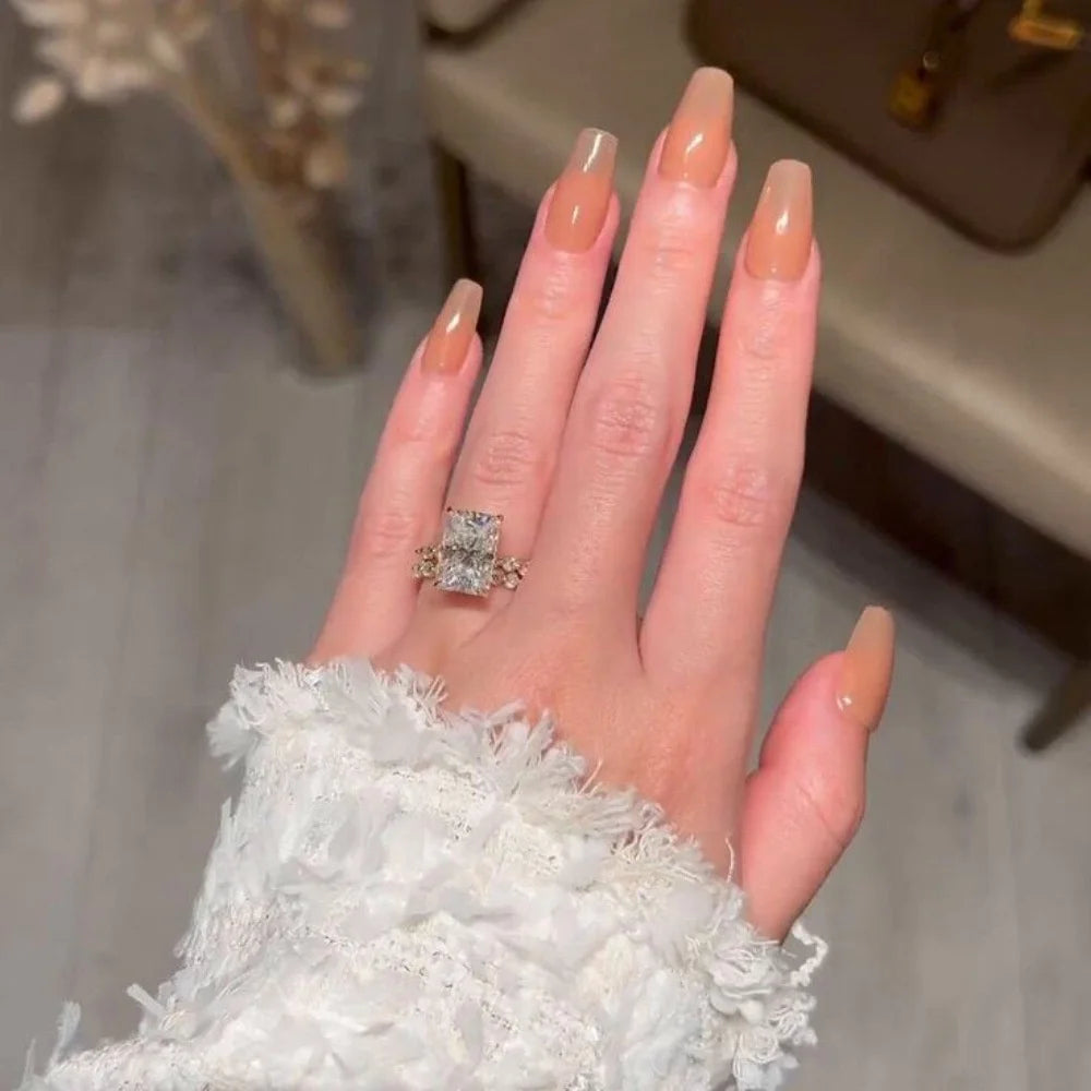 Luxury White Zircon Big Stone Rectangle Ring Set