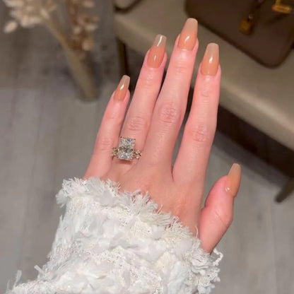 Luxury White Zircon Big Stone Rectangle Ring Set