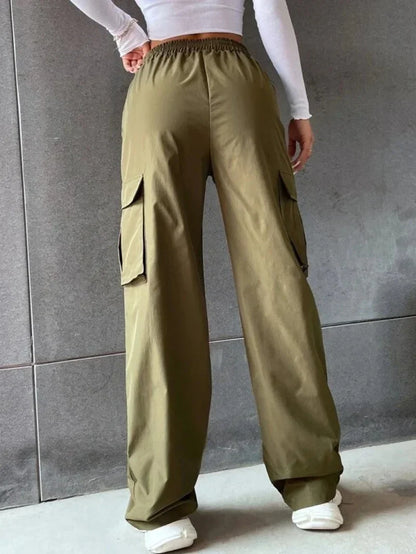 Ripped Baggy Waist Straight Cargo Pants