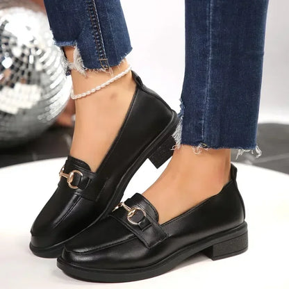 Flat Round Head Small Leather Shoes