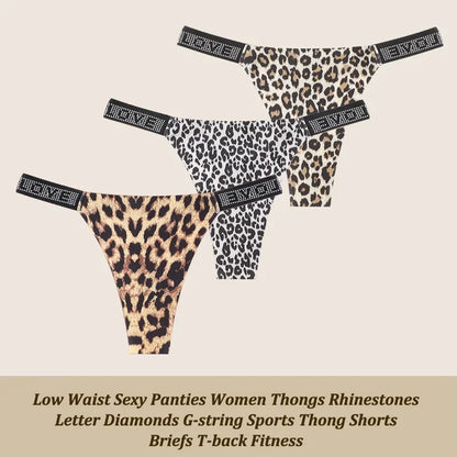 Low Waist Sexy Rhinestones Diamonds G-string Lingerie Set