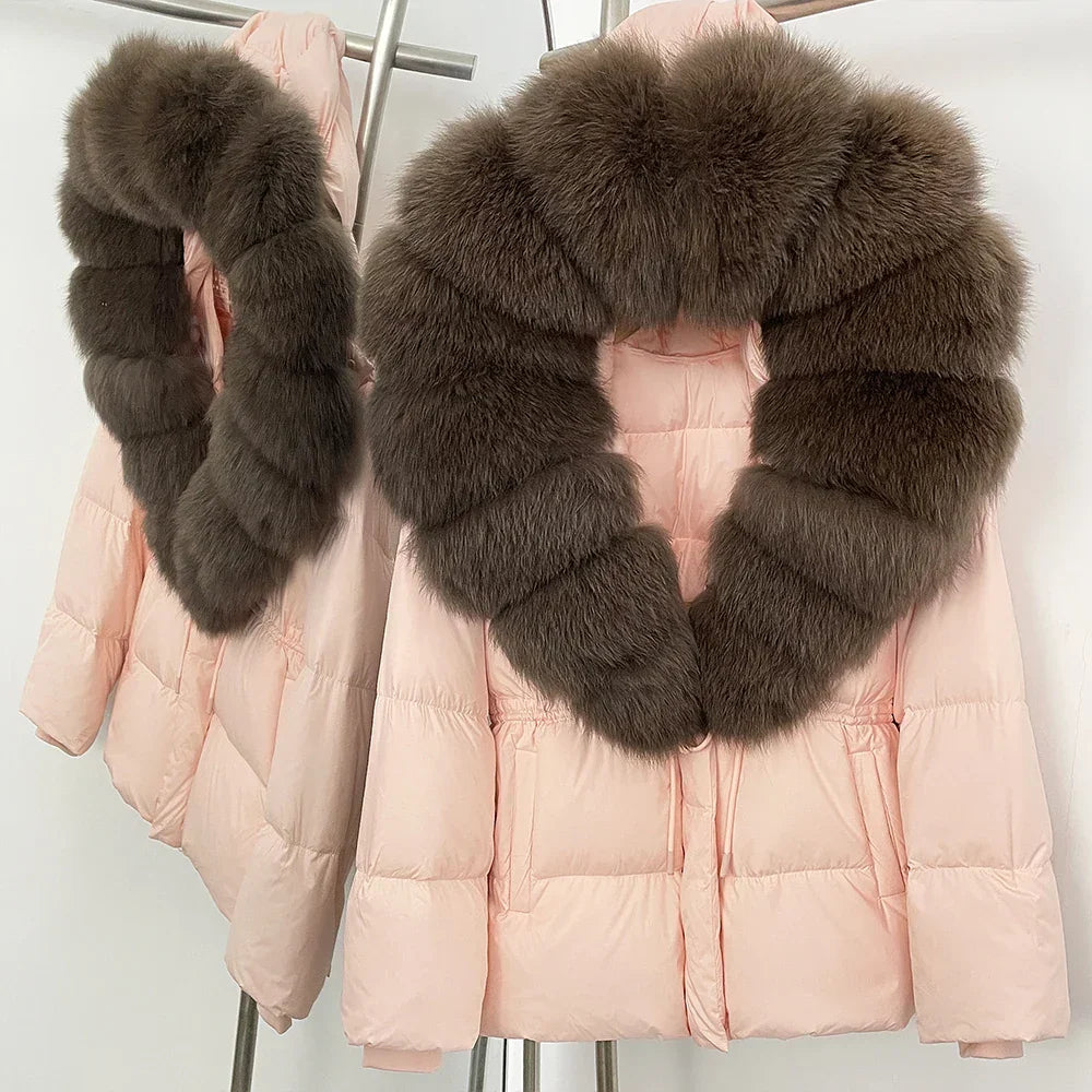Real Fox Fur Puffer Jacket Coat