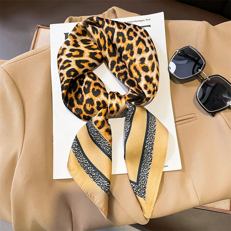 Luxury Silk Square Plaid Satin Scarf