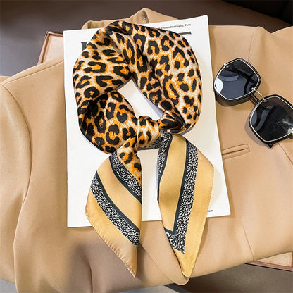 Luxury Silk Square Plaid Satin Scarf