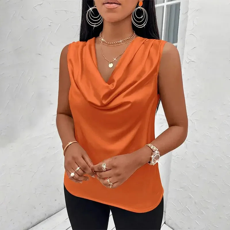 Silk-Like Satin Sexy Top Shirts